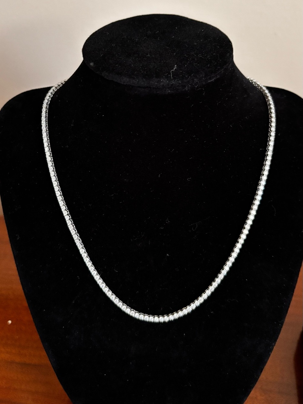 Silver Tennis Chain Moissonite Necklace Rhodium plating